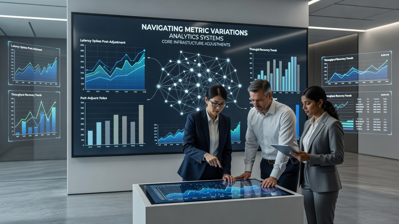 Team reviewing analytics reports during system migration planning