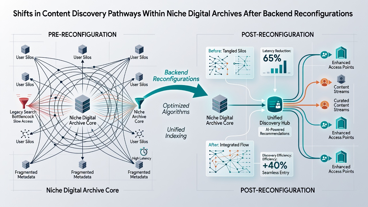 Diagram illustrating altered navigation flows in reconfigured digital archive systems